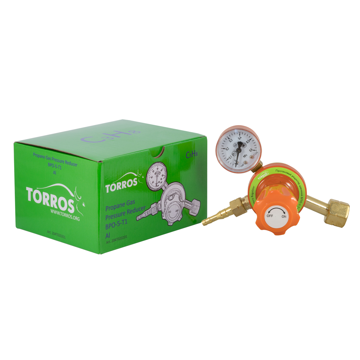 Редуктор пропановый TORROS БПО-5-Т1 (Al), арт.204T020201, алюминиевый (Китай)